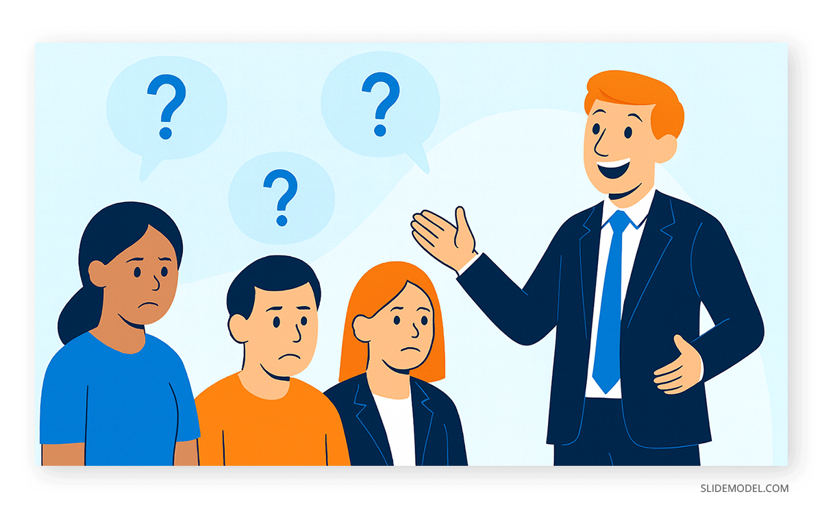 Audience confused and with a negative feedback on the presentation
