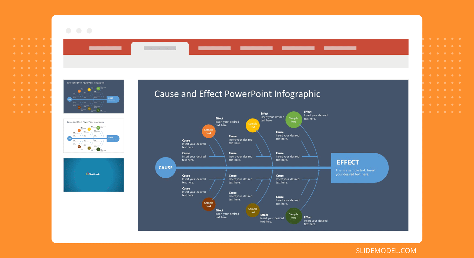 Example of Fishbone diagram slide template for presentations