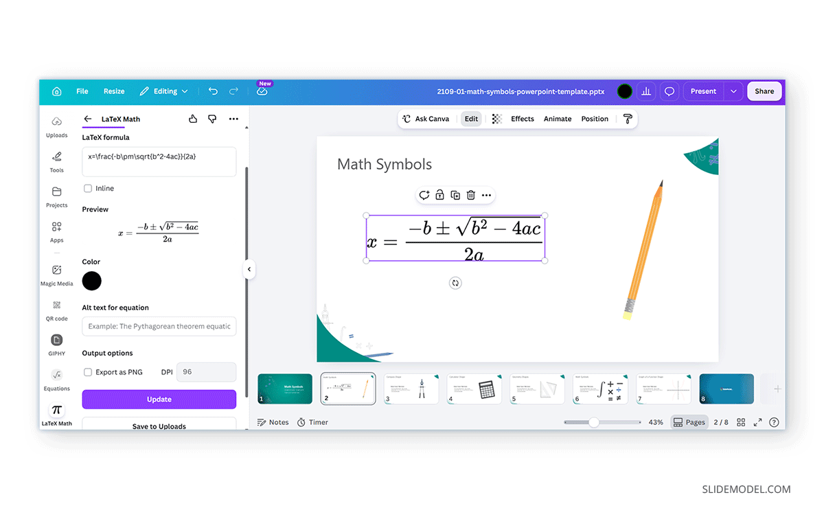 How to add LaTeX to Canva