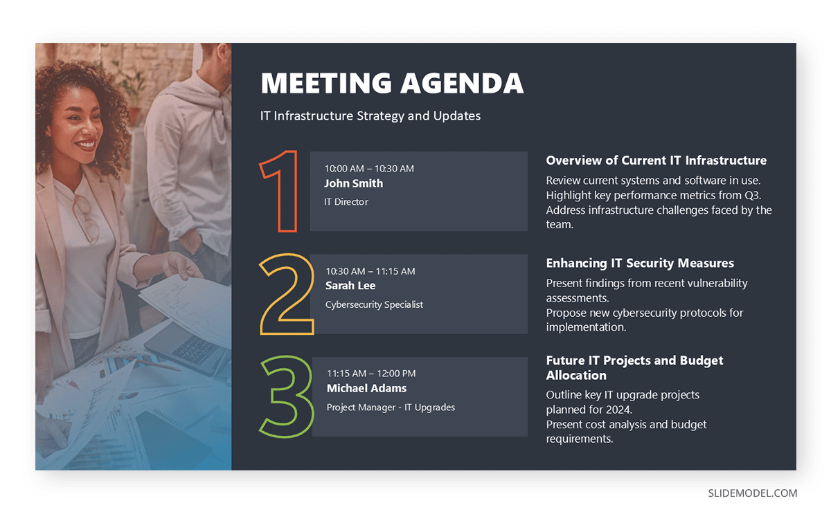 Example of a Meeting Agenda slide