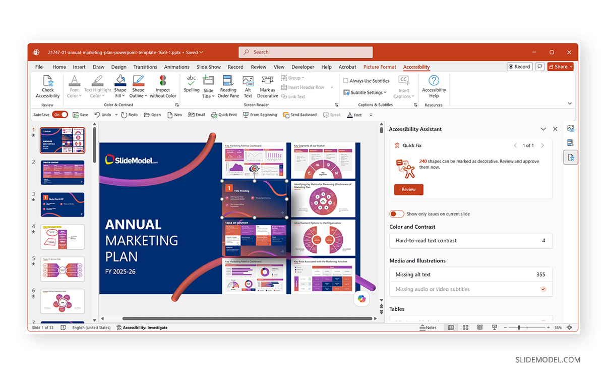 Using Accessibility Assistant for PPT