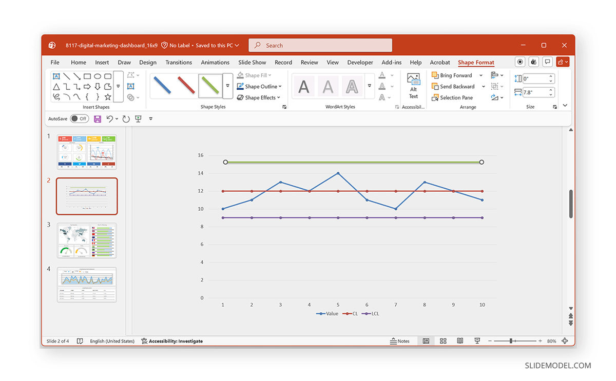 How to create a control chart with PPT shapes in PowerPoint