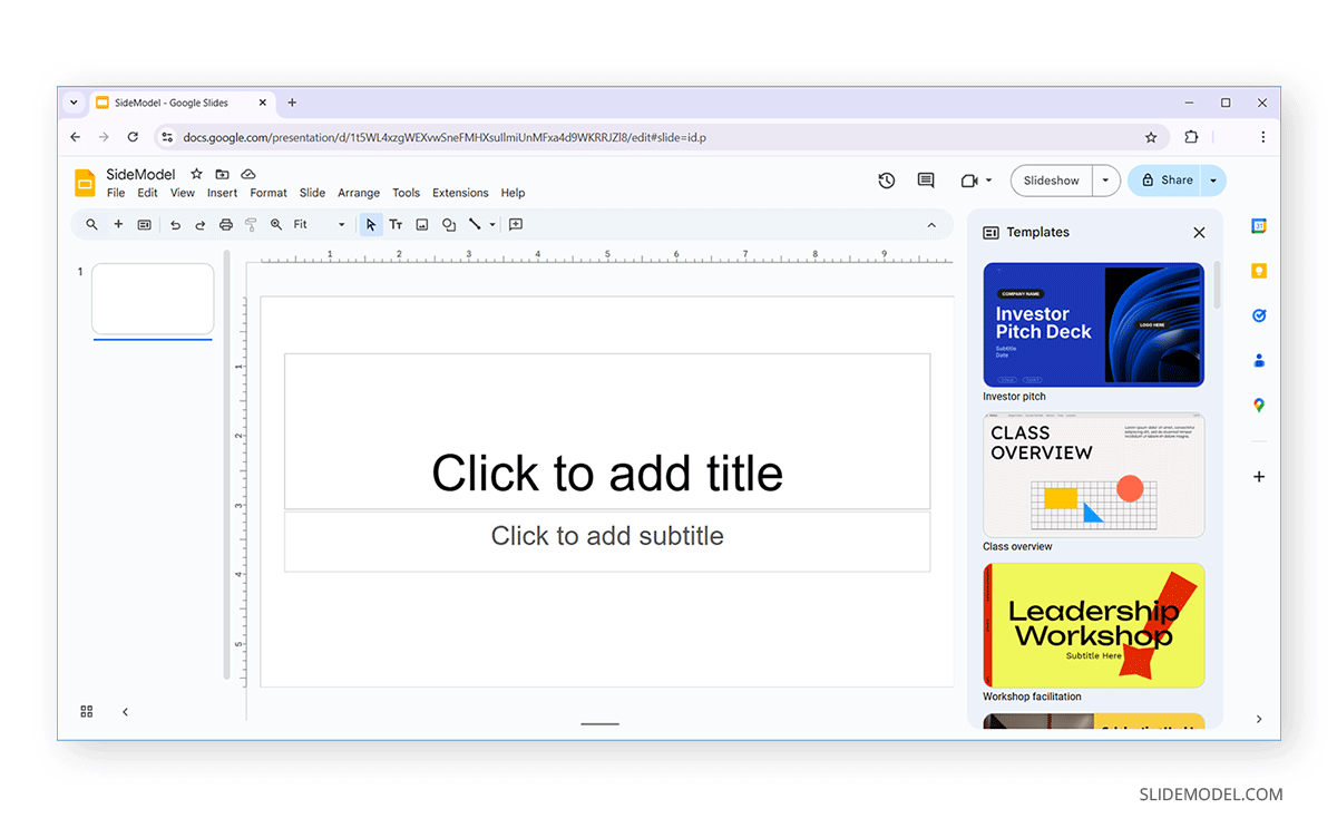 Suggested template options by Google Slides