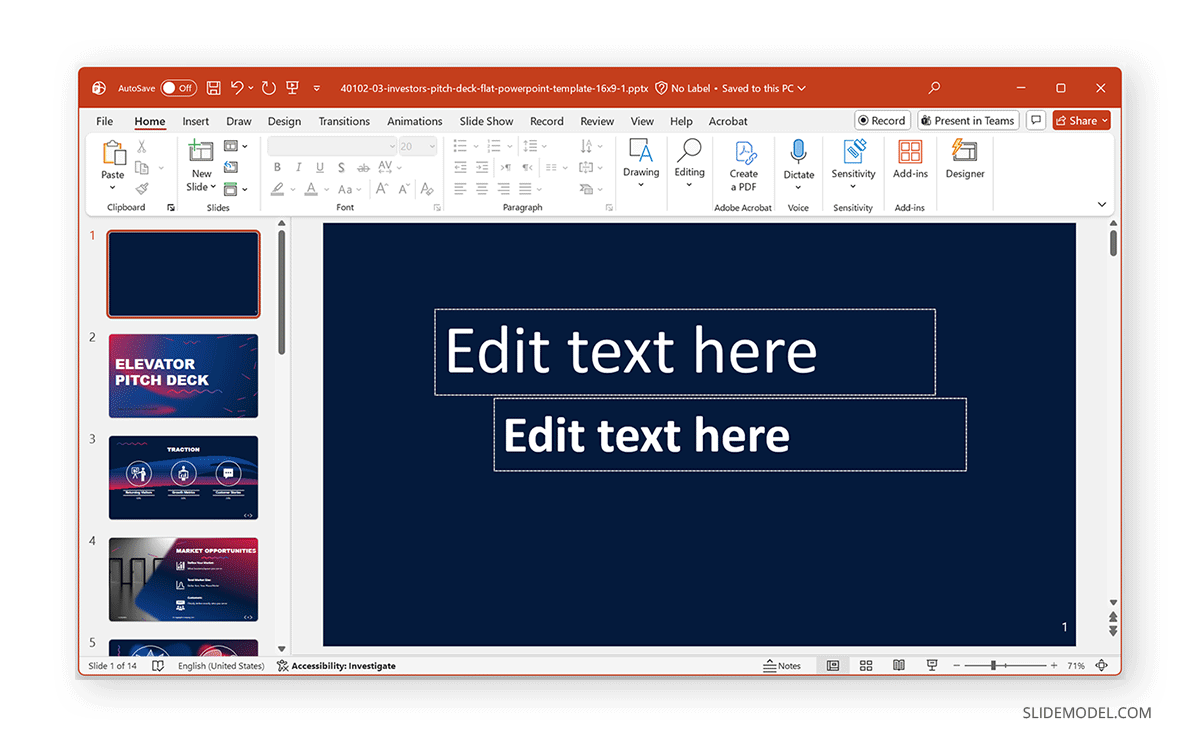 Heading and subheading placeholder PowerPoint