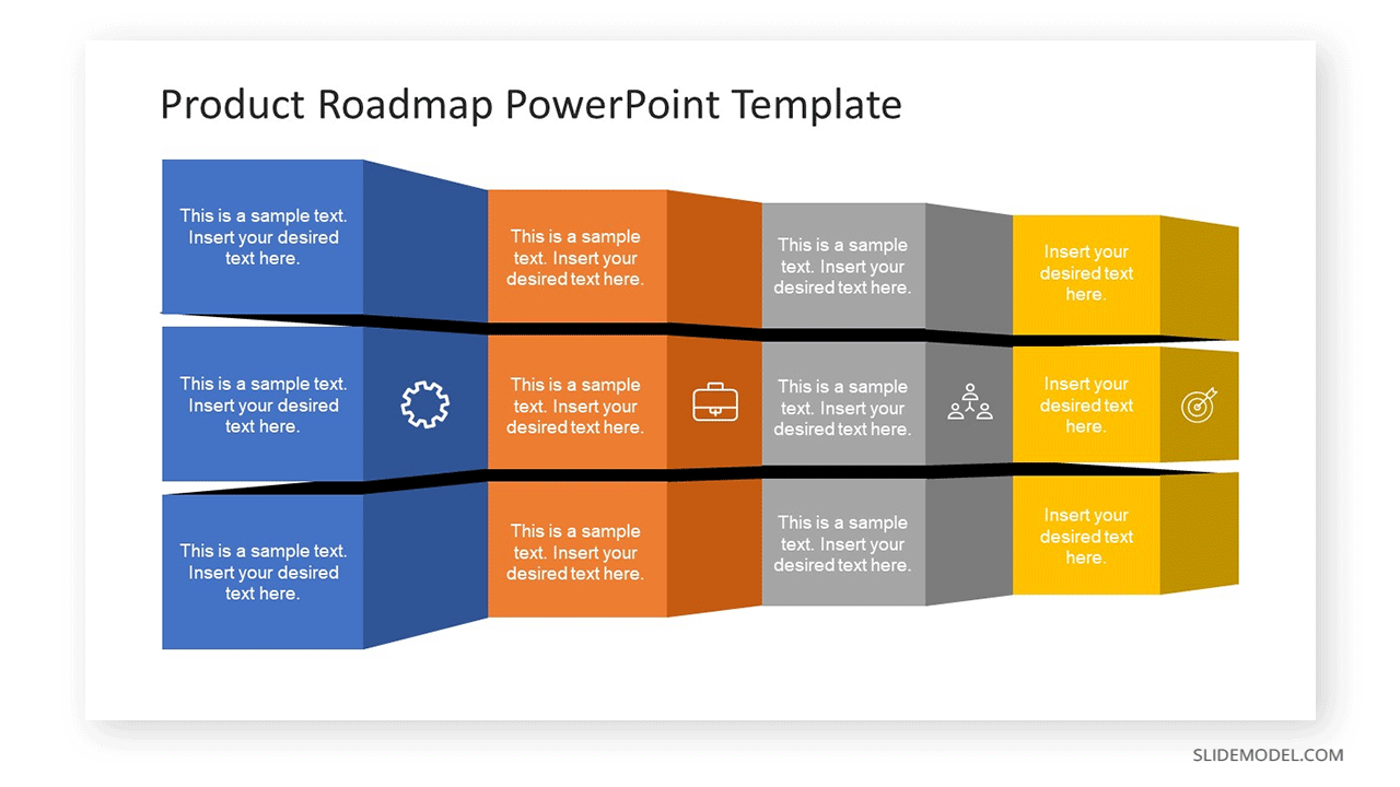 Folded Product Roadmap Timeline template by SlideModel