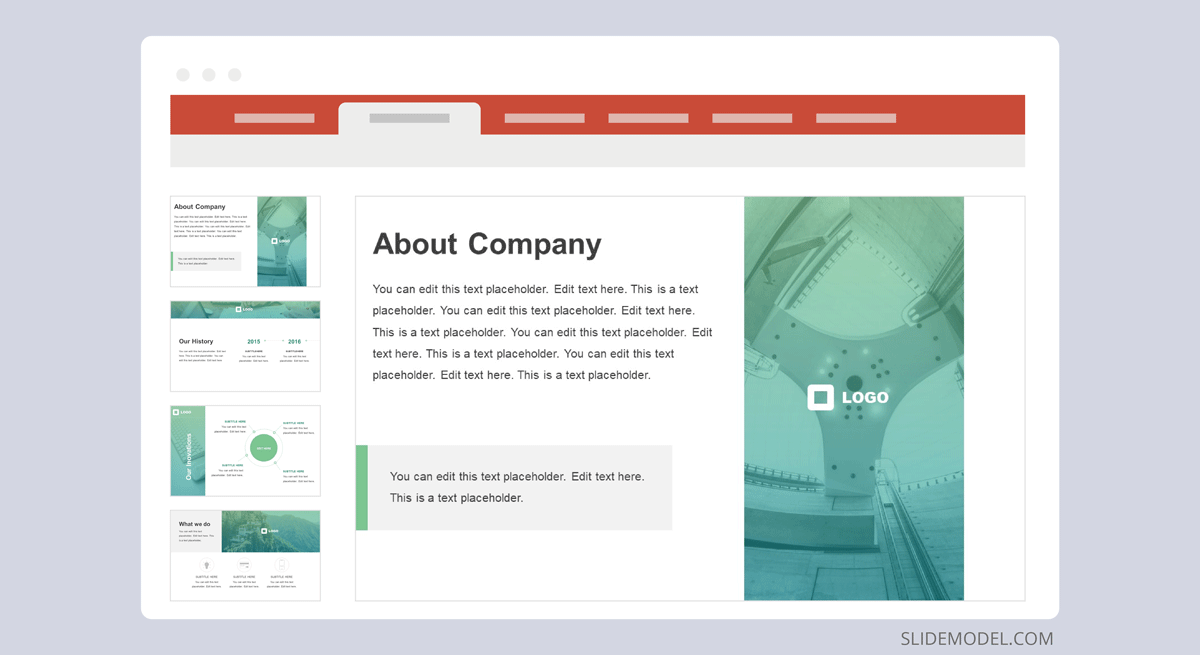 An About Page for a Company Profile presentation
