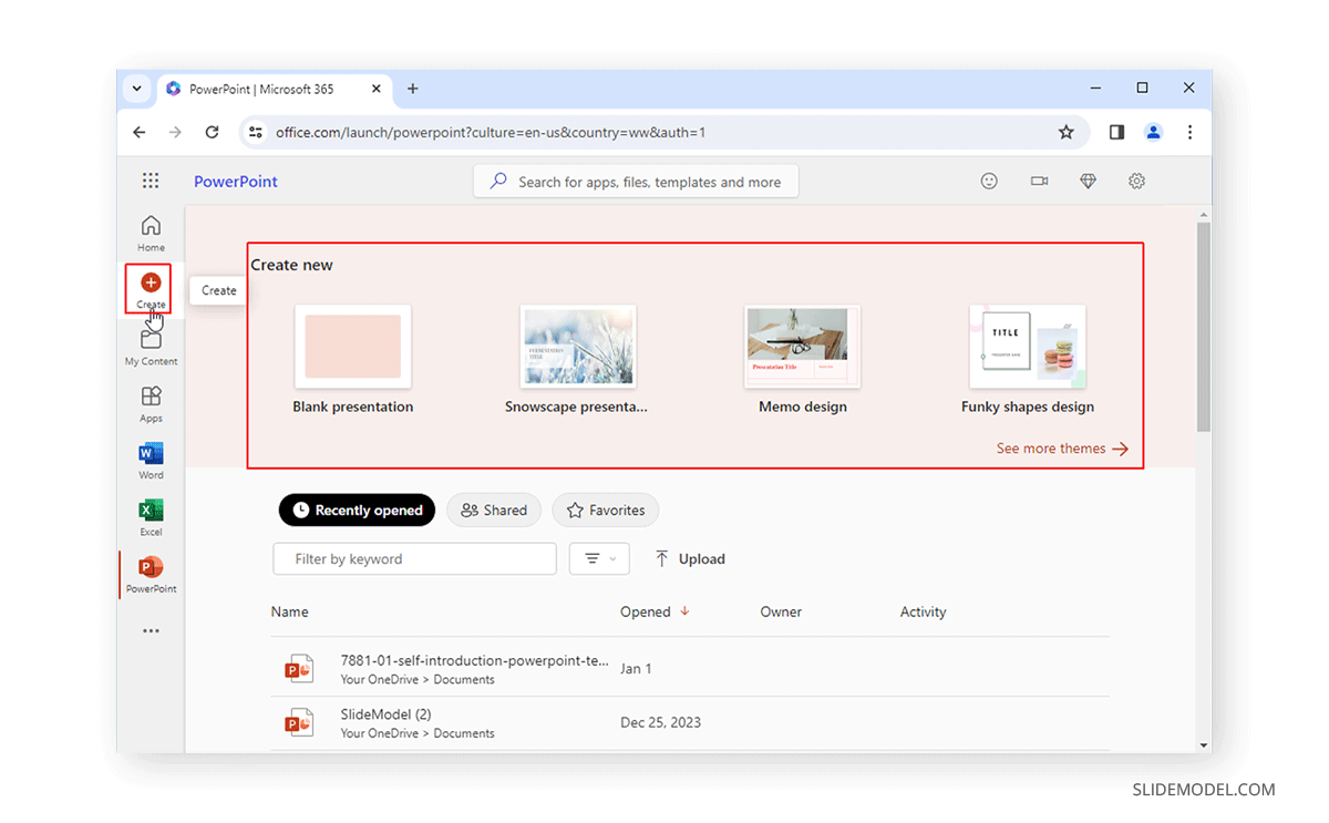 Create a New Presentation in PowerPoint Online