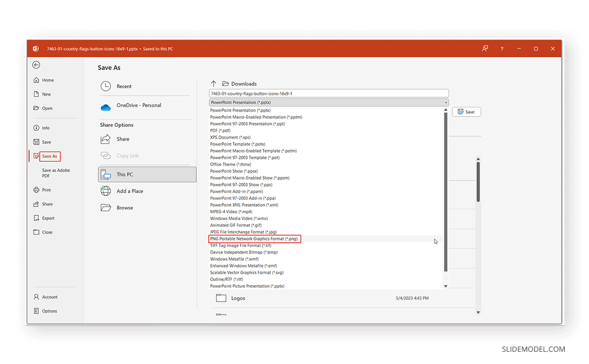 Saving image as PNG format in PowerPoint