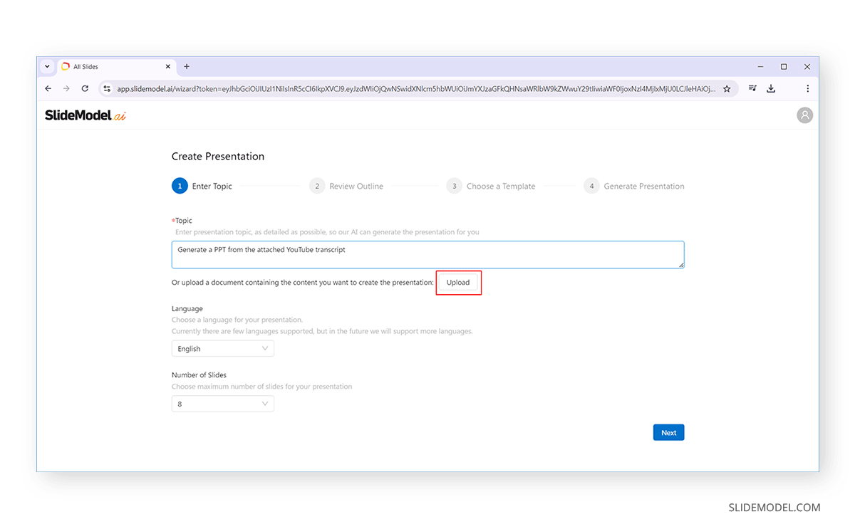 Instructions for SlideModel AI