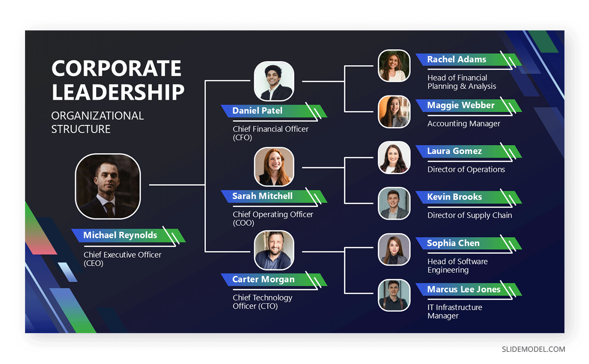 Example of a hierarchy diagram for corporate leadership