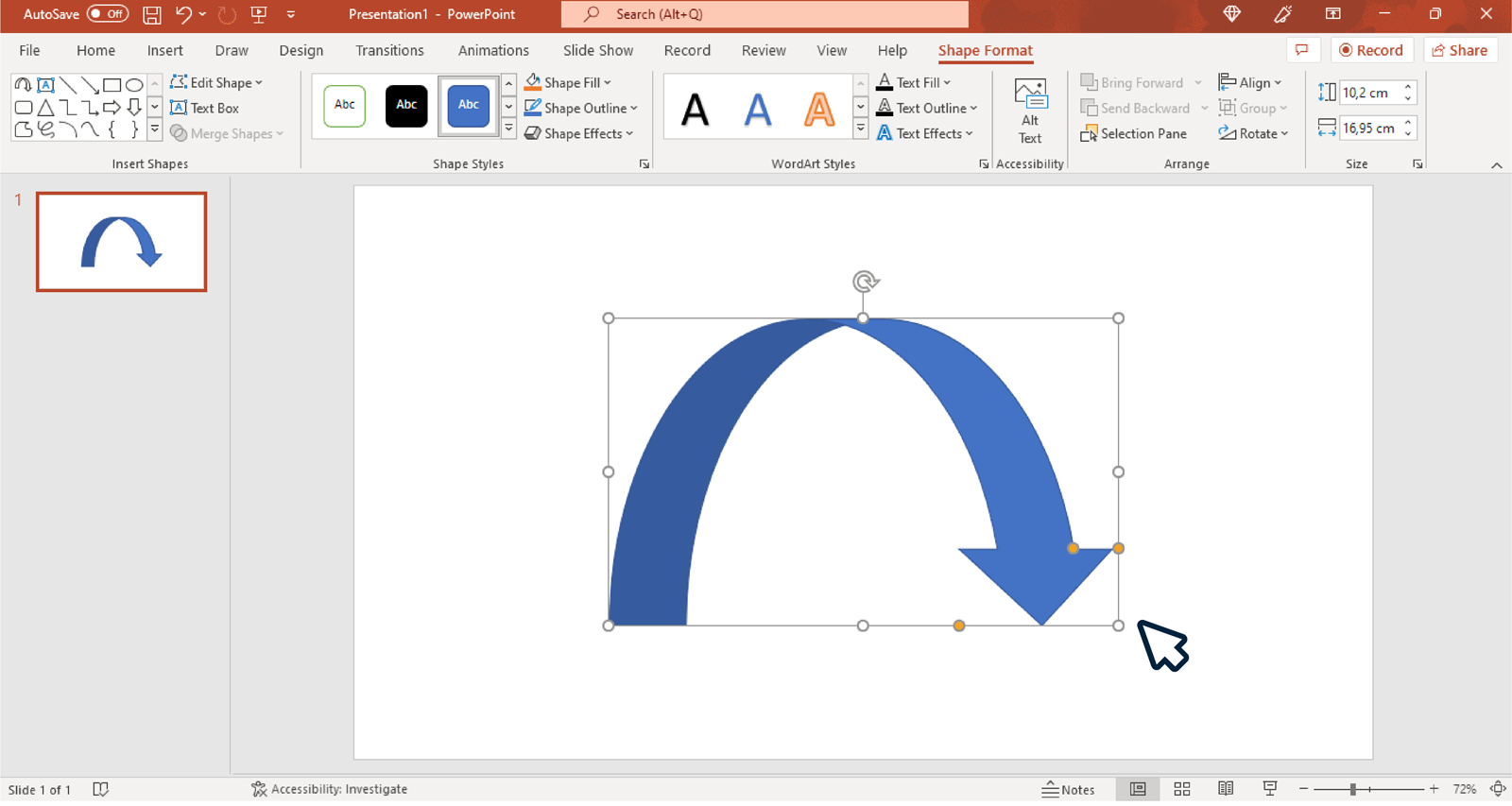 How to make a curved arrow in PowerPoint.
