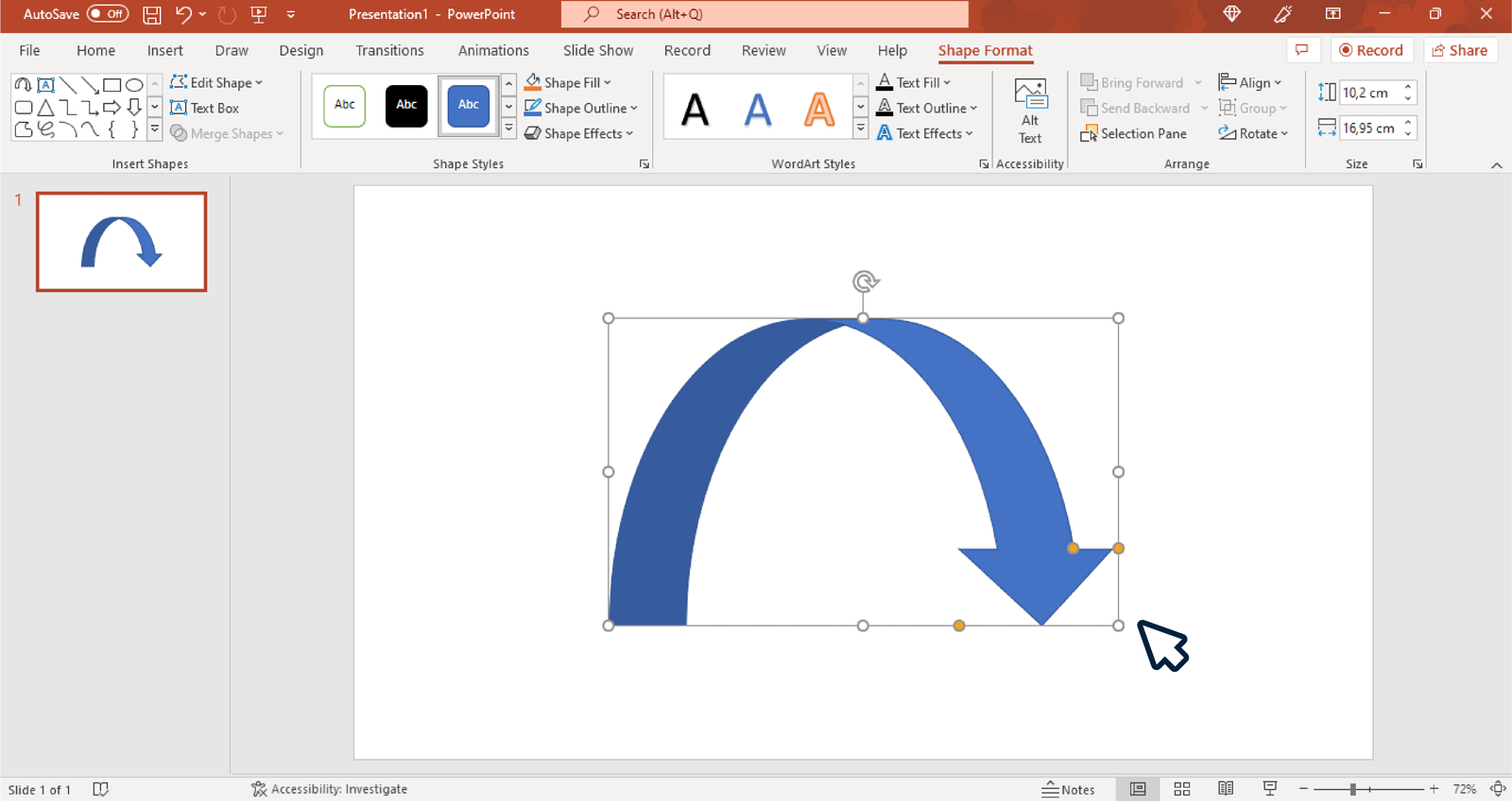 Comment faire une flèche courbe dans PowerPoint.