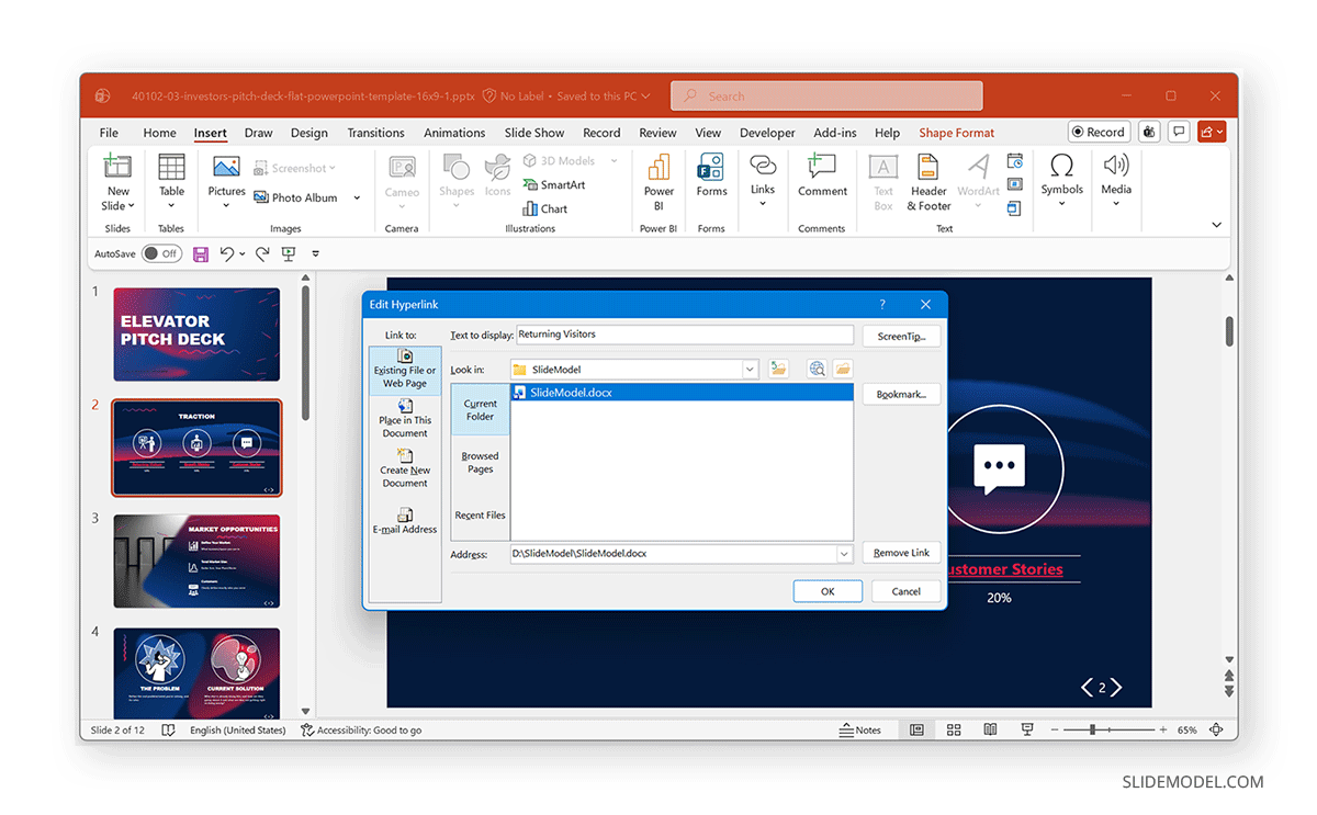 How to fix hyperlink to document in PowerPoint