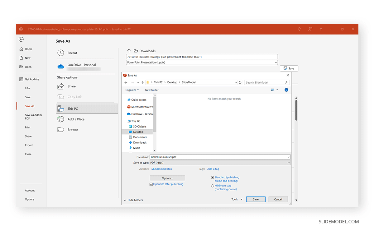 PowerPoint to PDF export