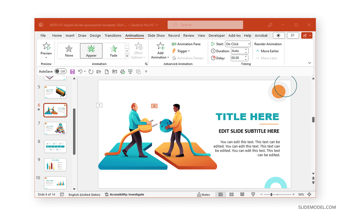 Sequence number for animations in PowerPoint