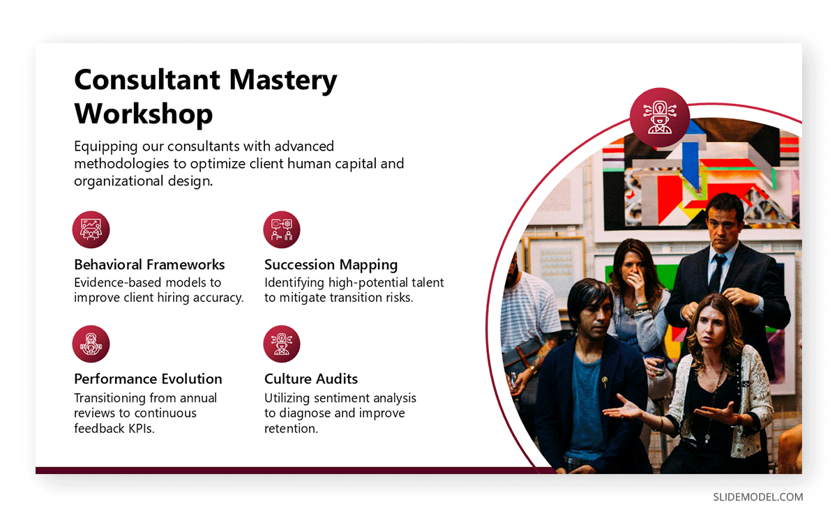 Consultancy training slide in internal HR presentation