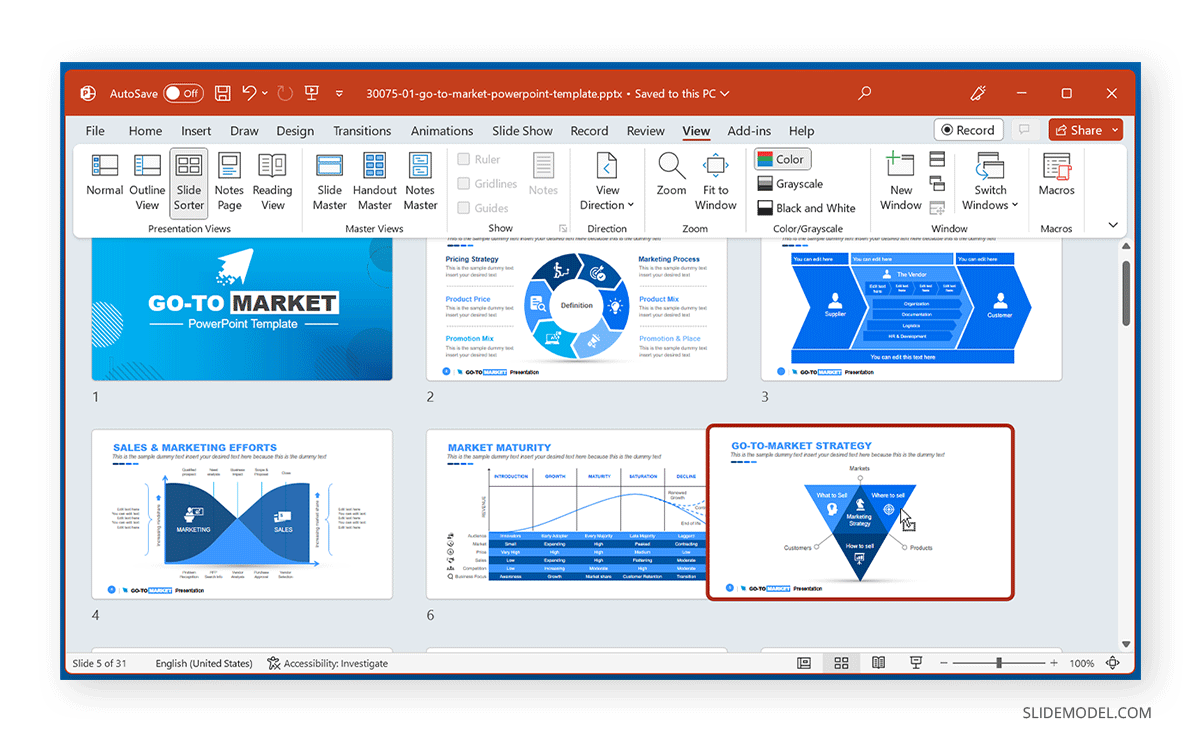 Drag and drop to sort slides