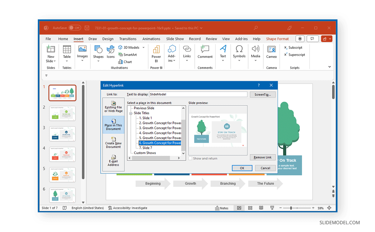 Ajouter un lien hypertexte à une diapositive dans PowerPoint