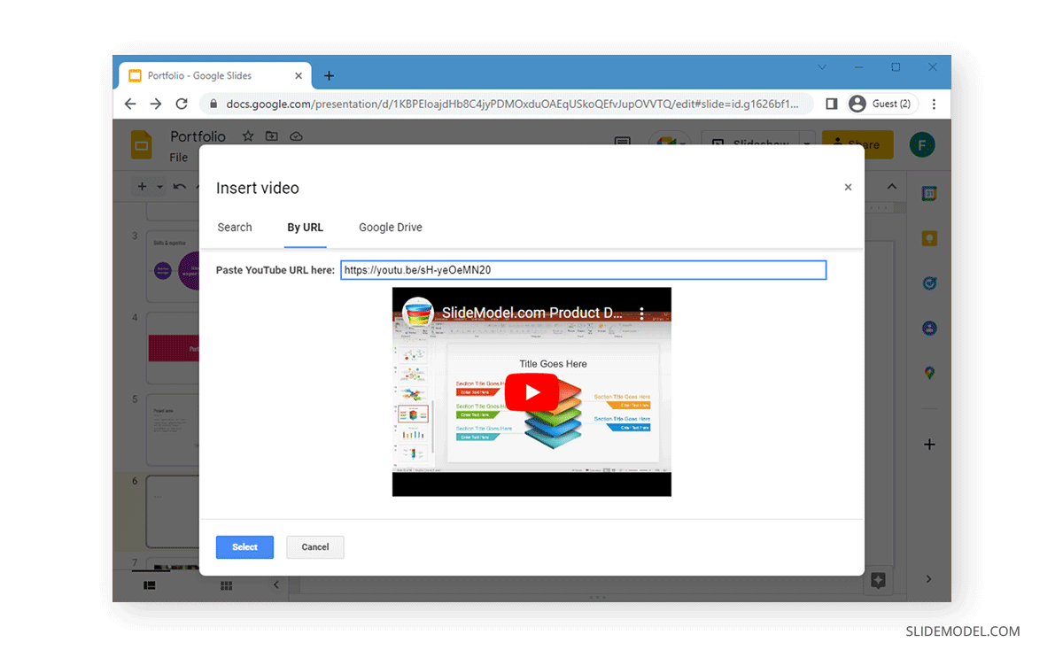 insérer une vidéo YouTube dans Google Slides à partir d'une URL
