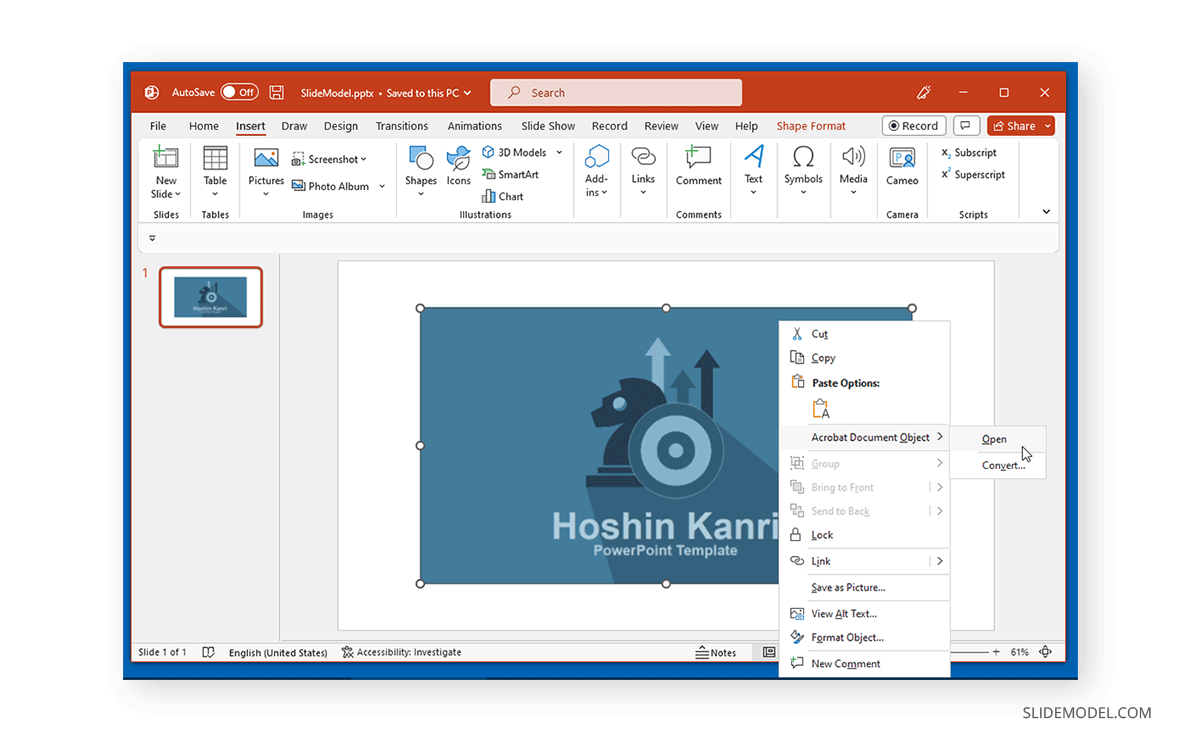 Ouvrir un fichier PDF à partir de PowerPoint à l'aide du menu contextuel