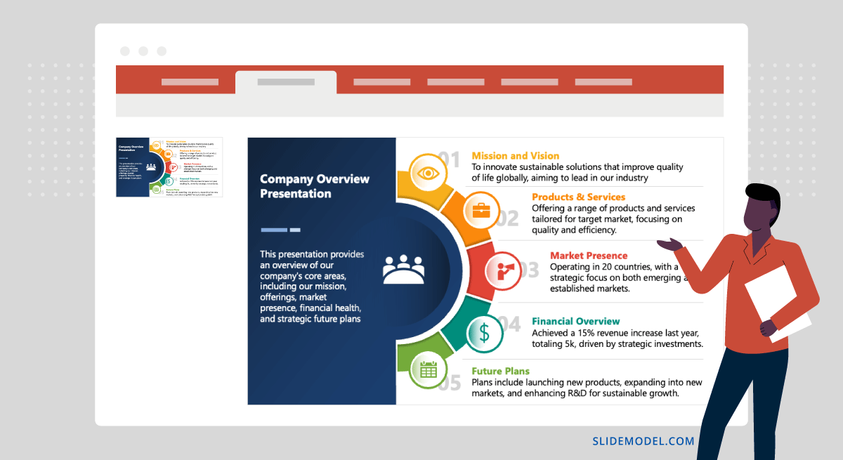 Agenda slide layout example