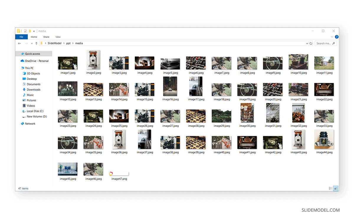 Exported images from PowerPoint using the ZIP method