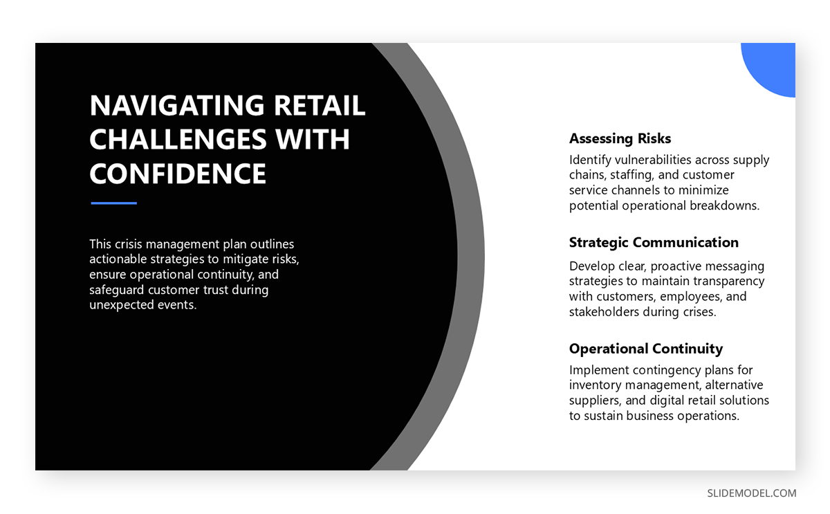 Crisis management slide in a leadership presentation