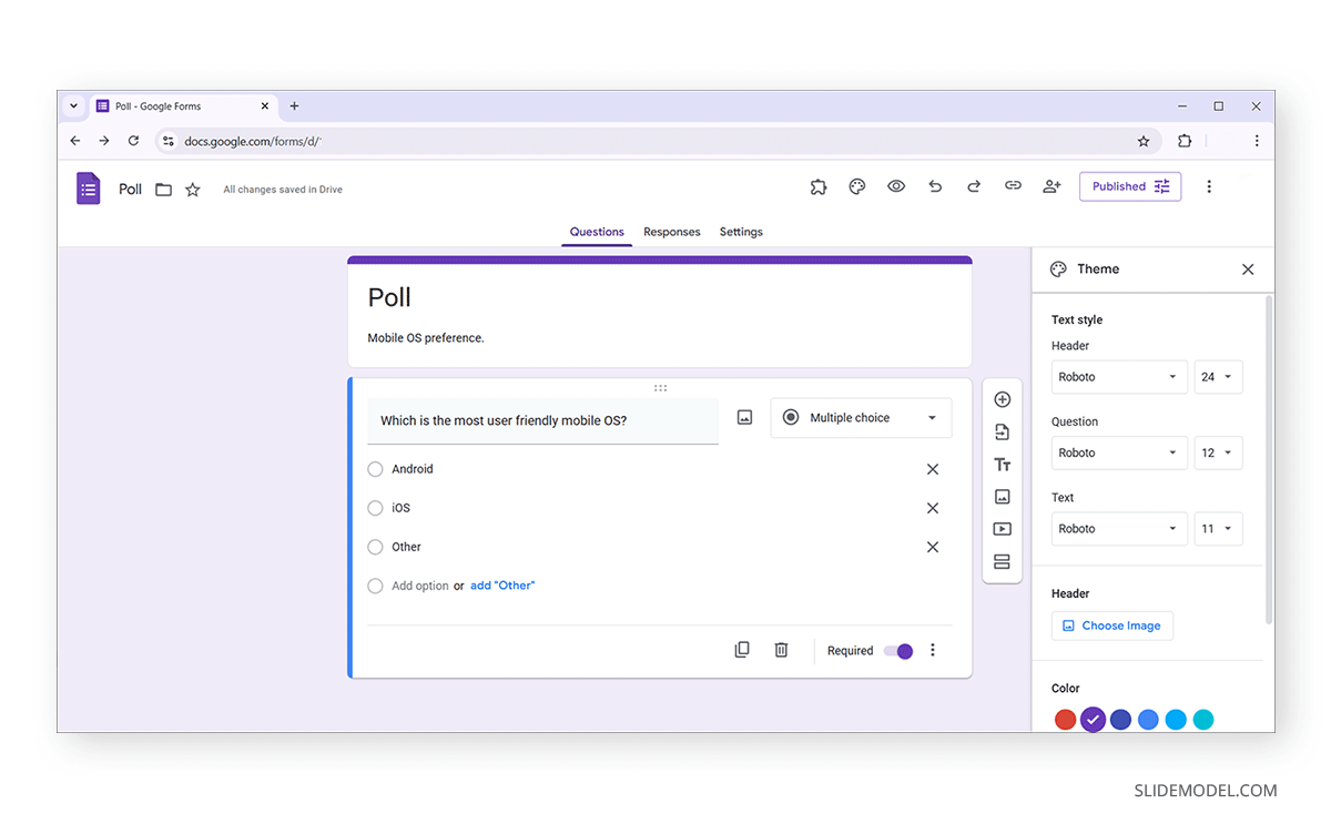 Customizing a Google Polls form