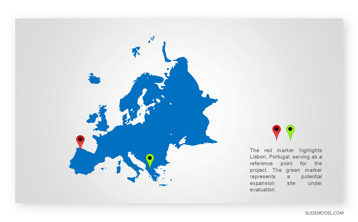 European region map as continental PowerPoint template