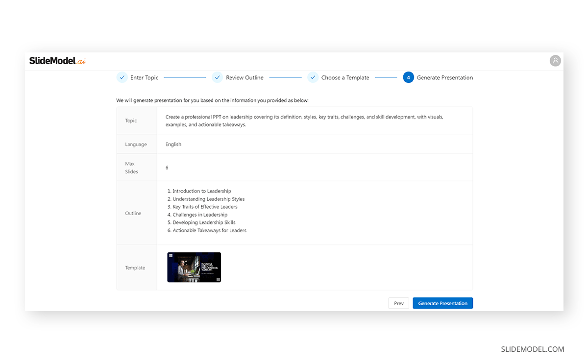 All elements to generate a SlideModel.ai presentation