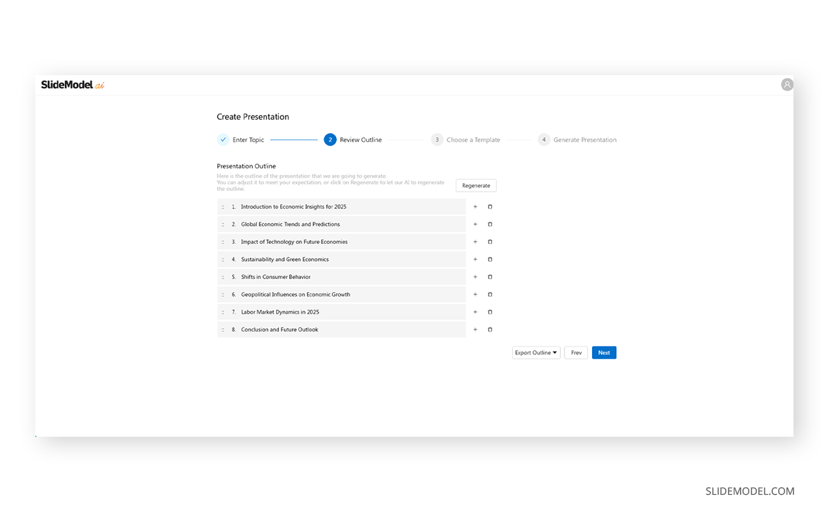 SlideModel AI review outline mode