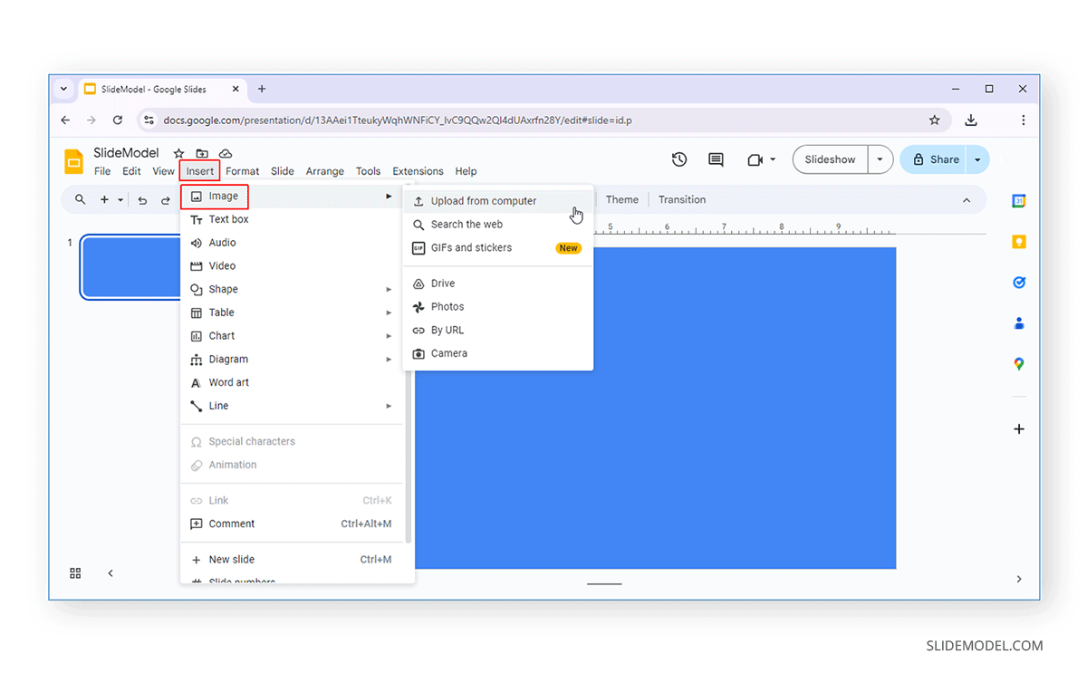 Upload from computer to Google Slides