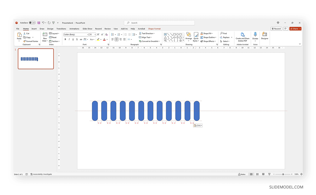 Evenly placed copies in PowerPoint