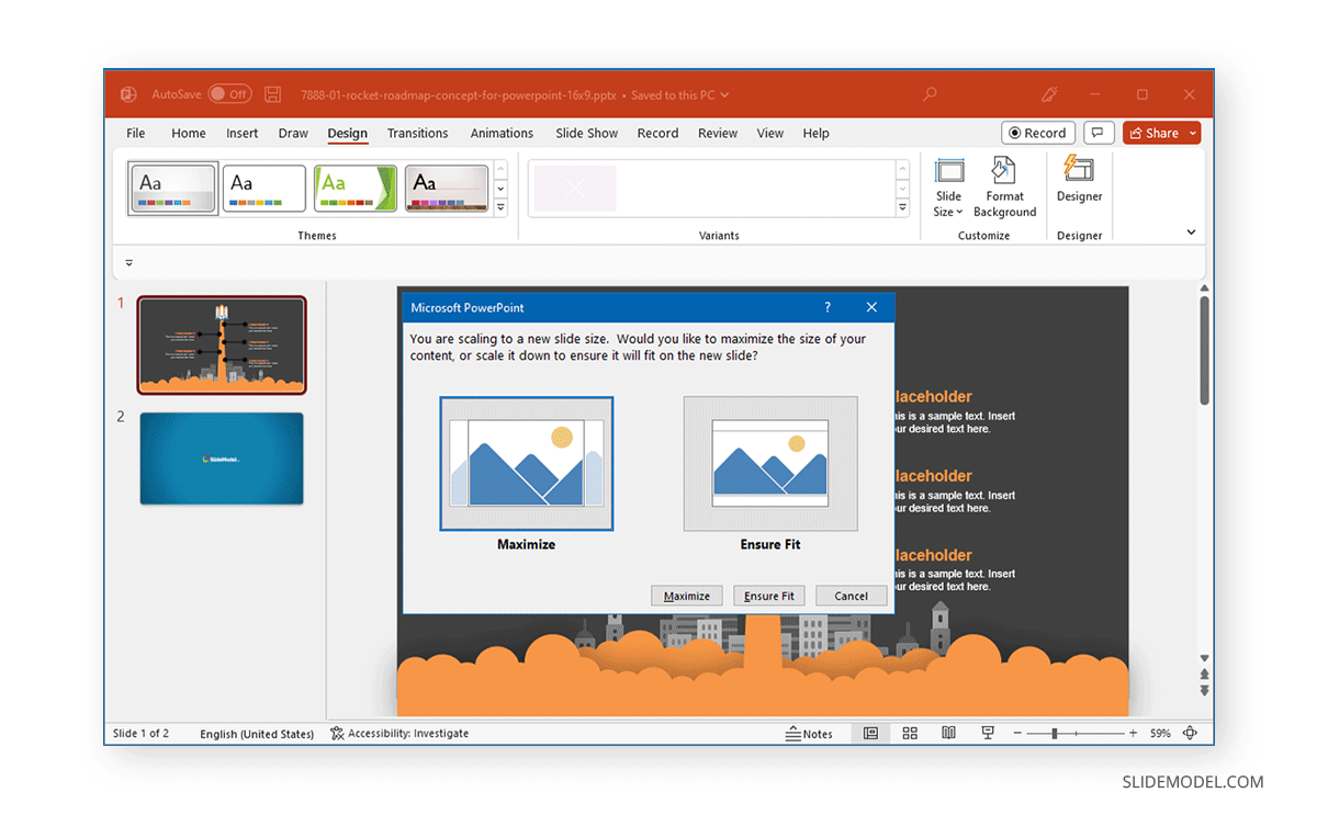 Mettre à l'échelle l'ajustement des diapositives dans PowerPoint