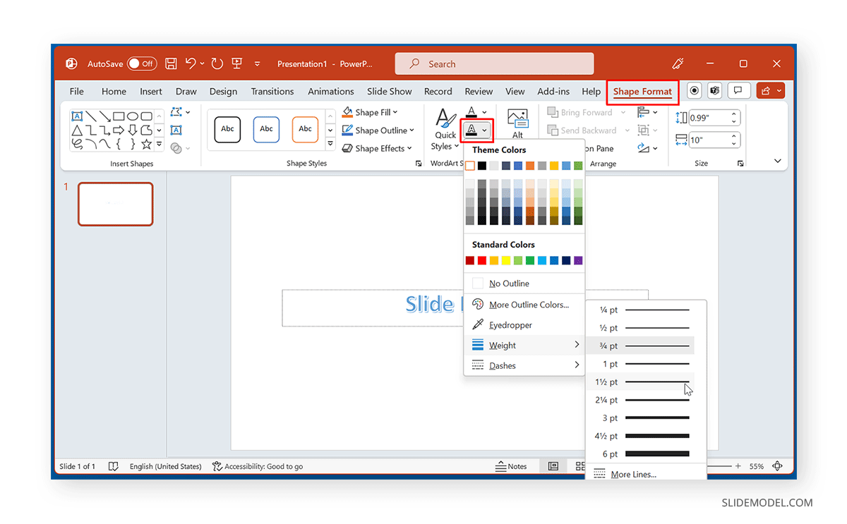 Text Outline for WordArt in PowerPoint