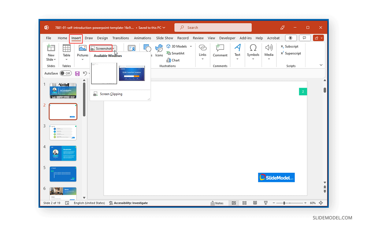 Screenshot from active window in PowerPoint