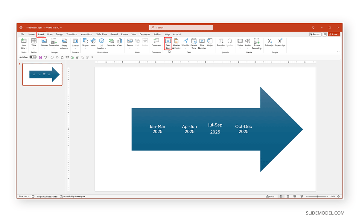 How to add a textbox to a timeline in PowerPoint