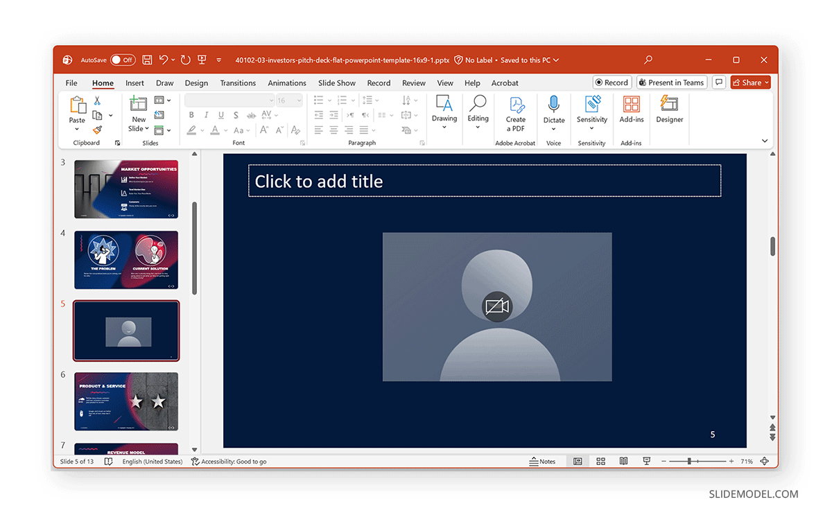 How to insert a videocamera placeholder in PowerPoint