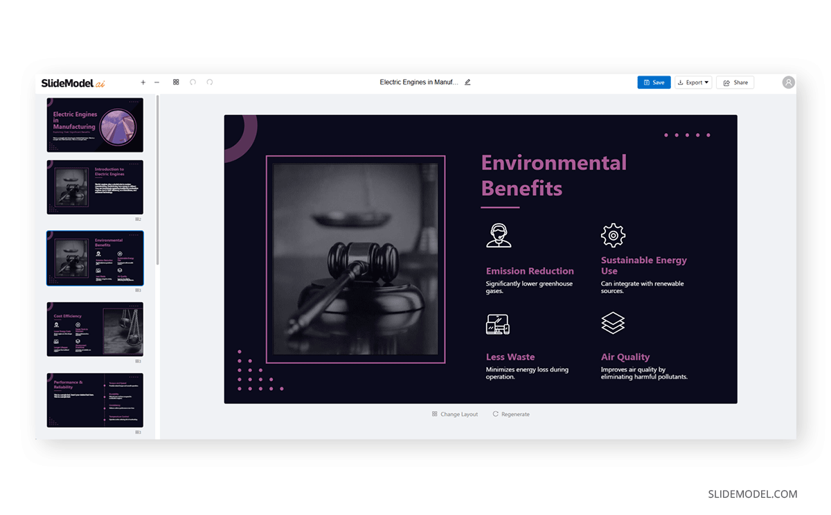 Final result of a presentation with SlideModel AI