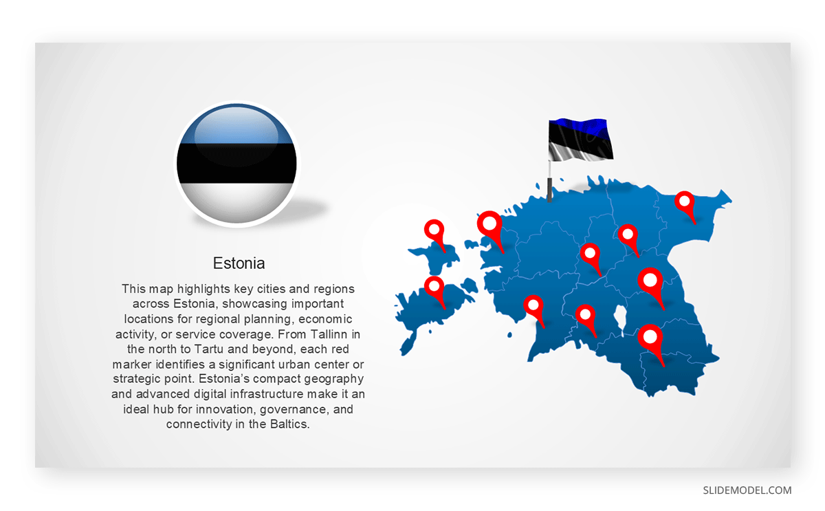 Inserting a country map of Estonia in PowerPoint from a SlideModel template