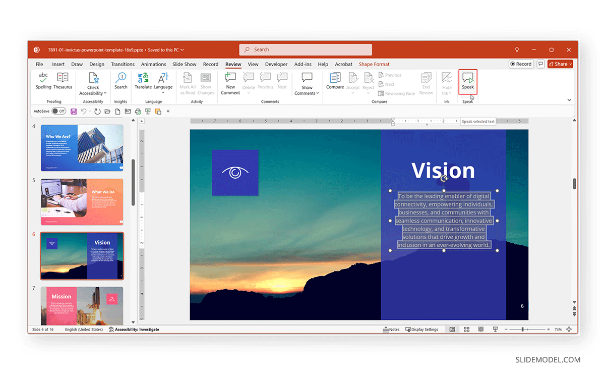 Text to speech for PowerPoint