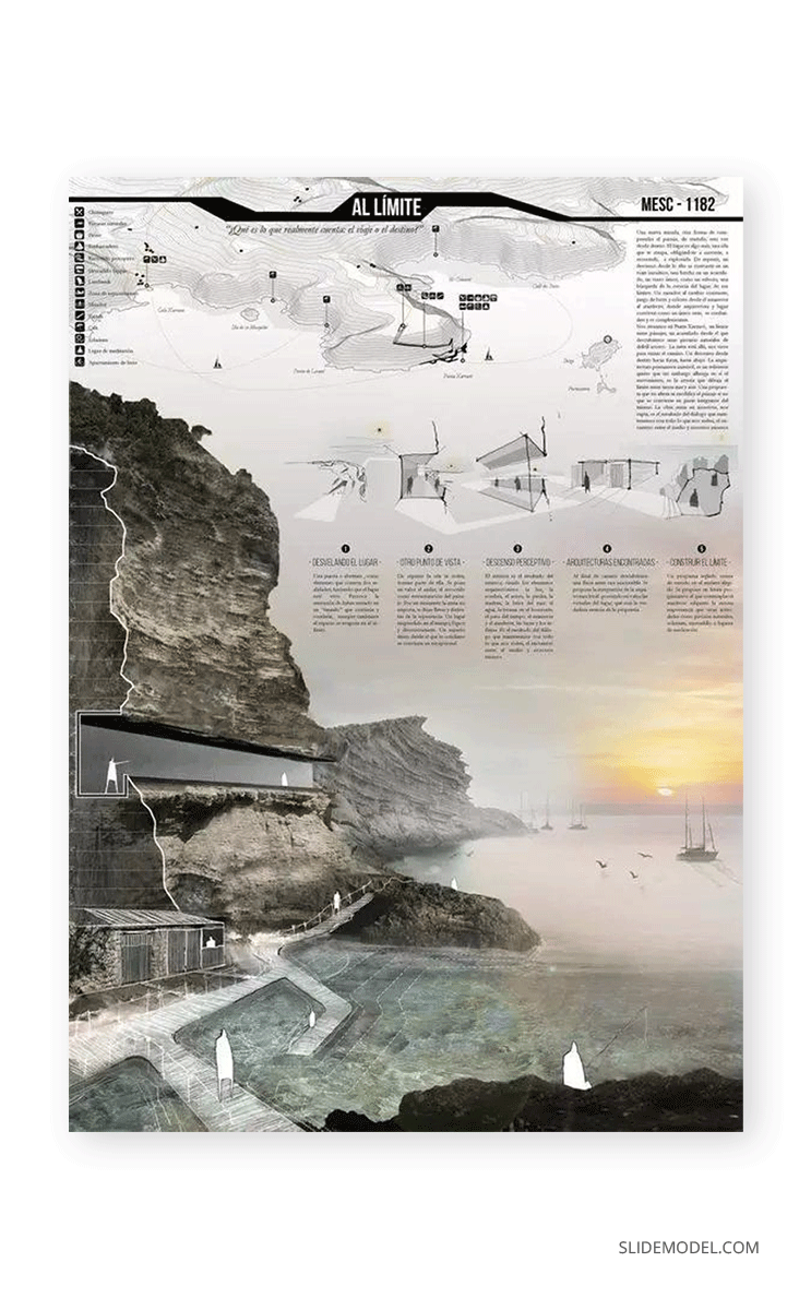 Photomerge architectural board example with diagrams