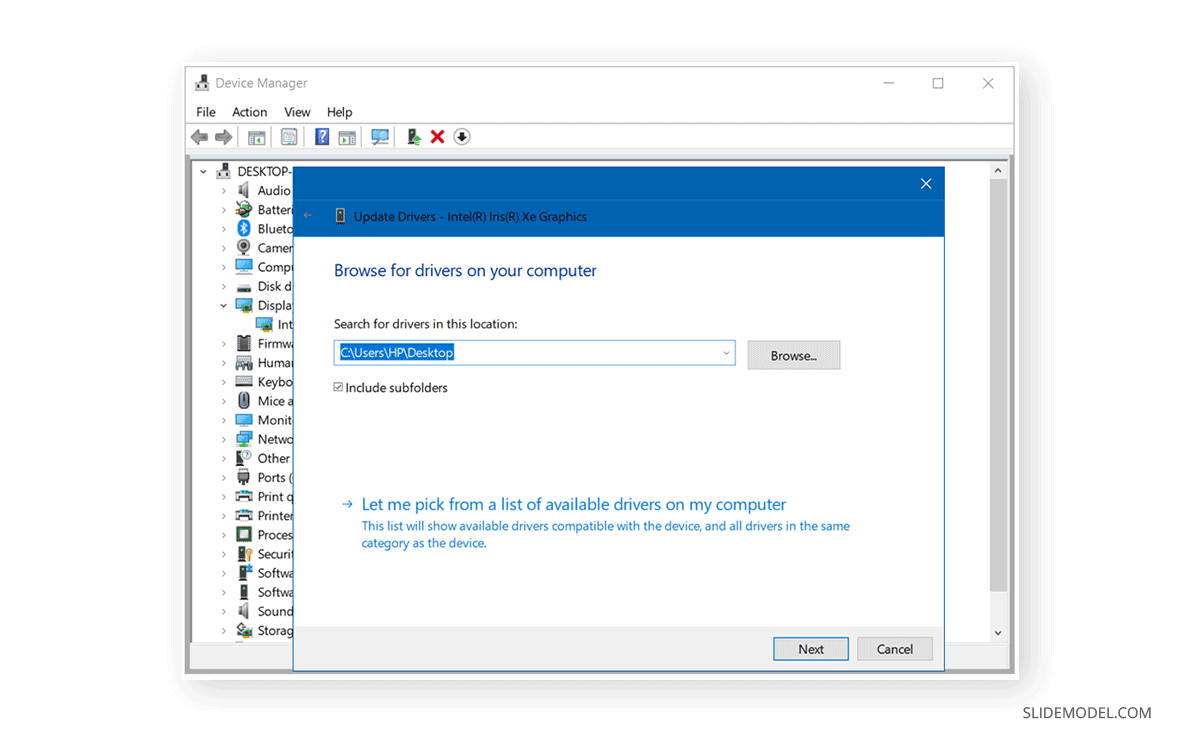 Updating drivers on Windows OS