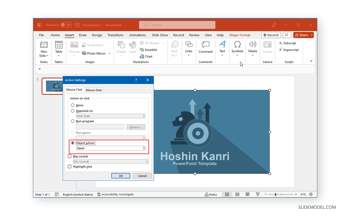 Paramètre d'action dans PowerPoint