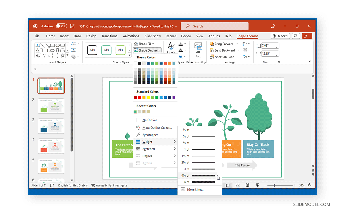 Adjust Shape Weight in PowerPoint