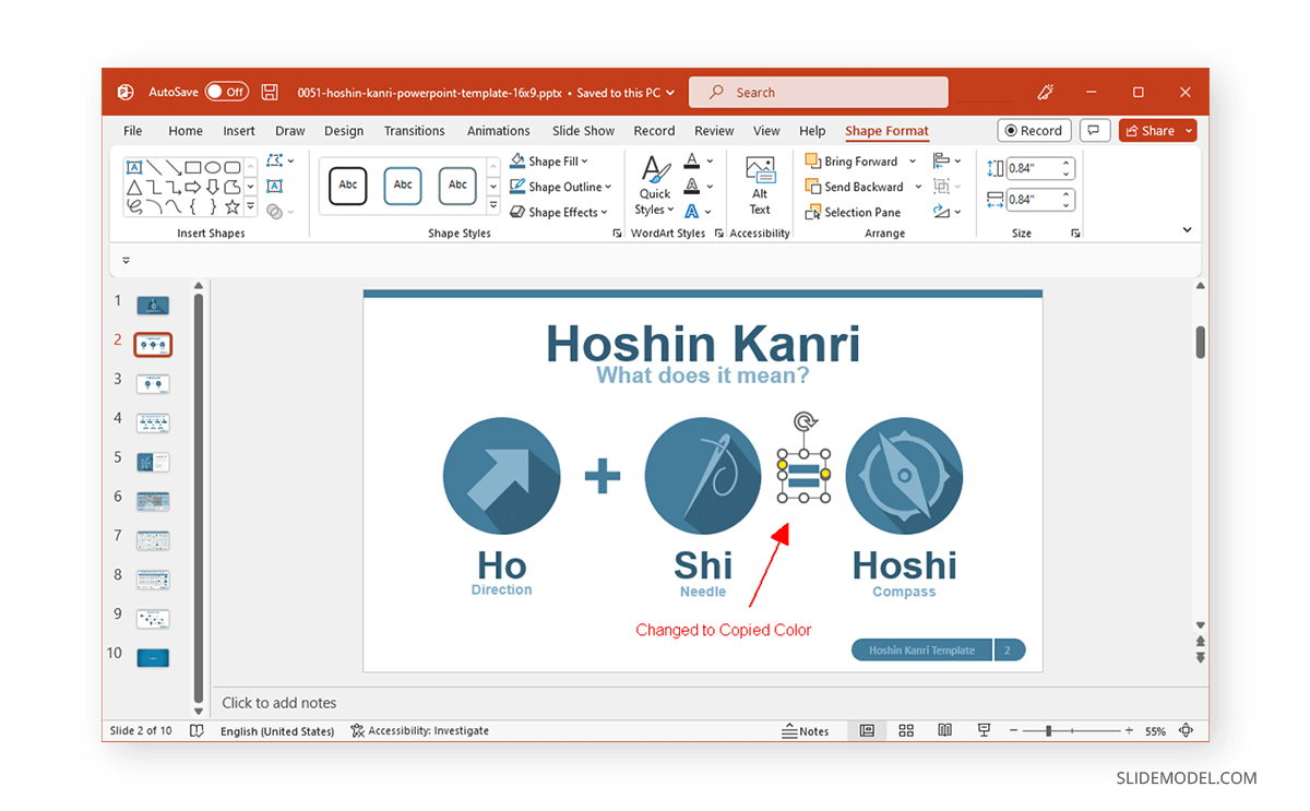 Résultat final de la couleur modifiée dans PowerPoint à l'aide de l'outil Pipette