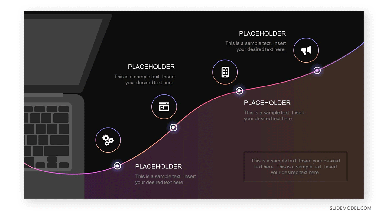 Dark 4 Step Technology Roadmap PowerPoint Template