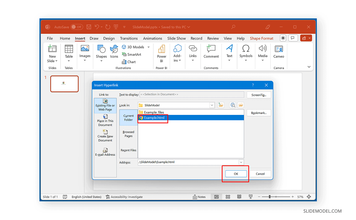 Hyperlink to file in PowerPoint