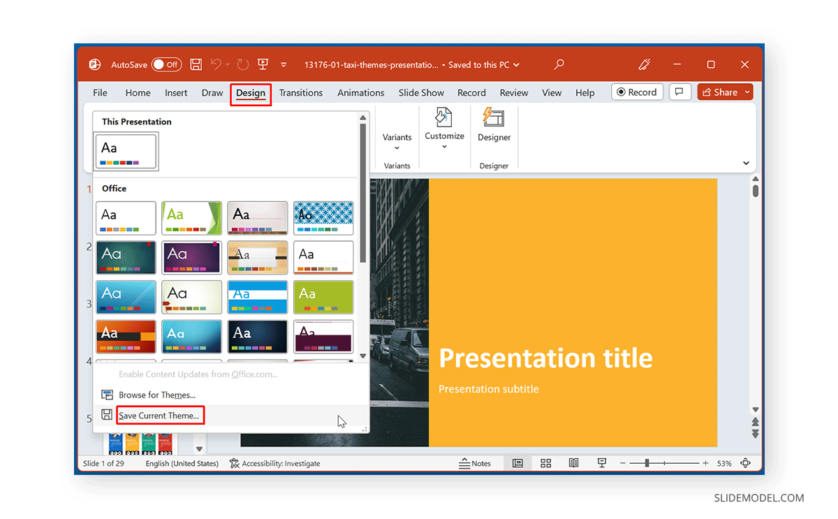 Save Current Theme in PowerPoint