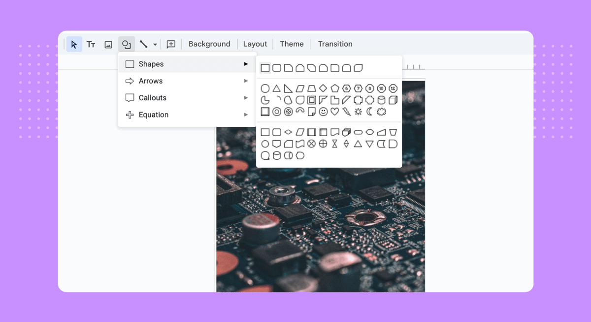 How to add Google Slides shapes